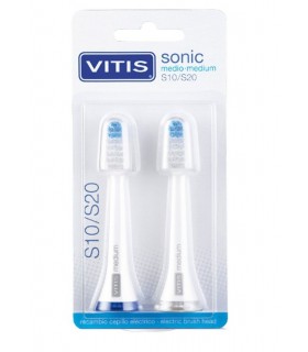 Vitis Sonic S10 / S20 Recambio Cabezal Cepillo Dental Electrico Medio 2U