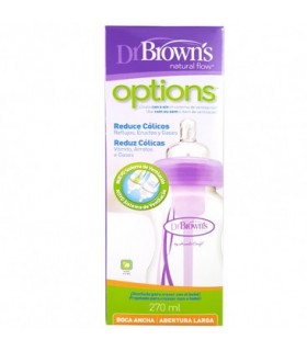 Dr Brown's Biberón Natural Flow Options Nivel 1 Boca Ancha 270 ML