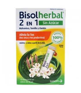 Bisoherbal 2 en 1 Alivia la tos 12 sobres de 10 ml