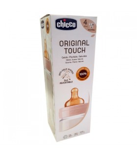 Chicco Original Touch Biberon Caucho Rosa 4M+ Flujo Ajustable 330 ml